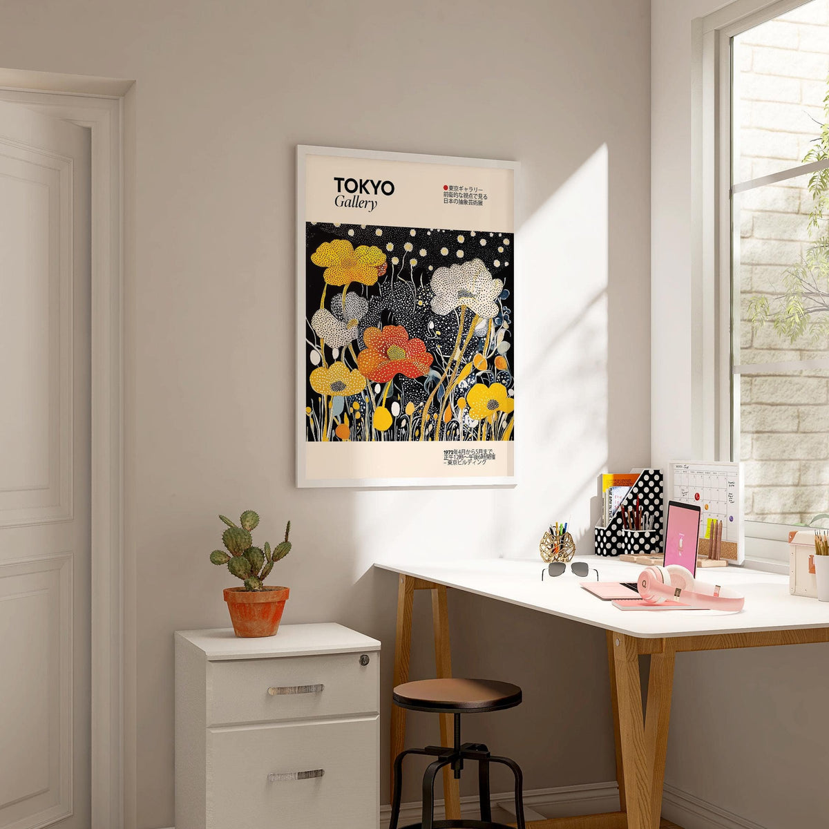 Abstract Japanese decor featuring avant-garde dot textures