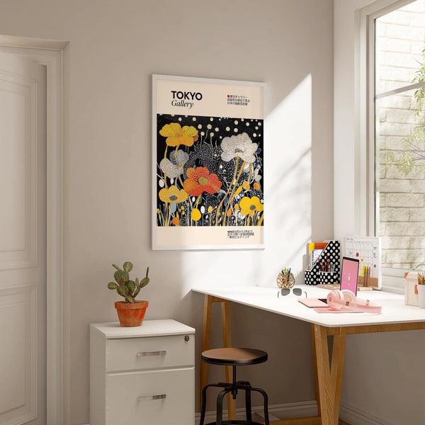 Abstract Japanese decor featuring avant-garde dot textures