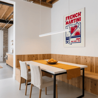 French Martini Art Print, Blue and Red, perfect for cocktail lounge decor
