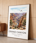 Close-up Grand Canyon Art Print showing canyon layers and watercolor texture