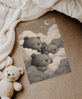 Snuggly Teddy Bear Wall Art for Nursery in Beige, Gray for child's poster