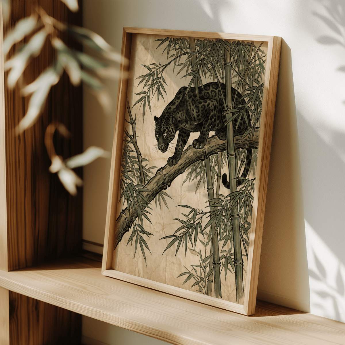 Black Panther Wall Art print, jungle Green and Black design, study