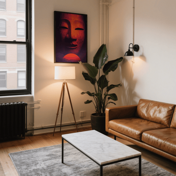 Dreamy Mask Wall Art featuring pink purple shades for entryway