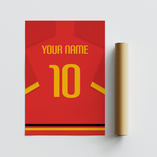 Belgium Football Shirt Poster close-up capturing block lettering and strong color palette
