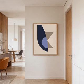 Clean geometric poster art with negative space and dotted texture area