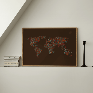 Map of the World Poster red accents colorful modern home poster