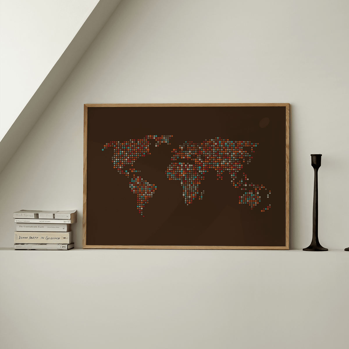 Map of the World Poster red accents colorful modern home poster