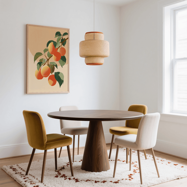 Apricot Wall Print with orange apricots ideal for entryway wall decor