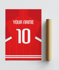 Close-up Nottingham Forest Football Shirt Poster highlighting the number 10 and shoulder name text