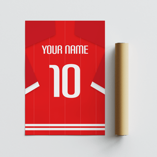 Close-up Nottingham Forest Football Shirt Poster highlighting the number 10 and shoulder name text