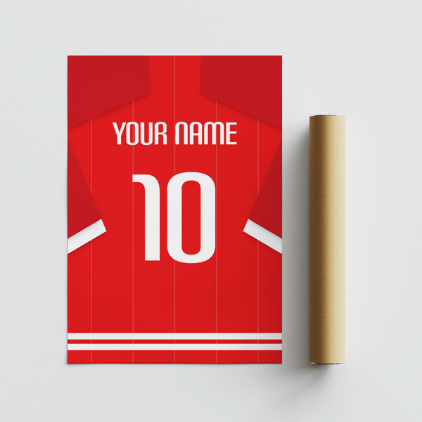 Close-up Nottingham Forest Football Shirt Poster highlighting the number 10 and shoulder name text