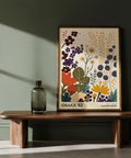 Modern botanical flower prints art featuring earthy foliage.
