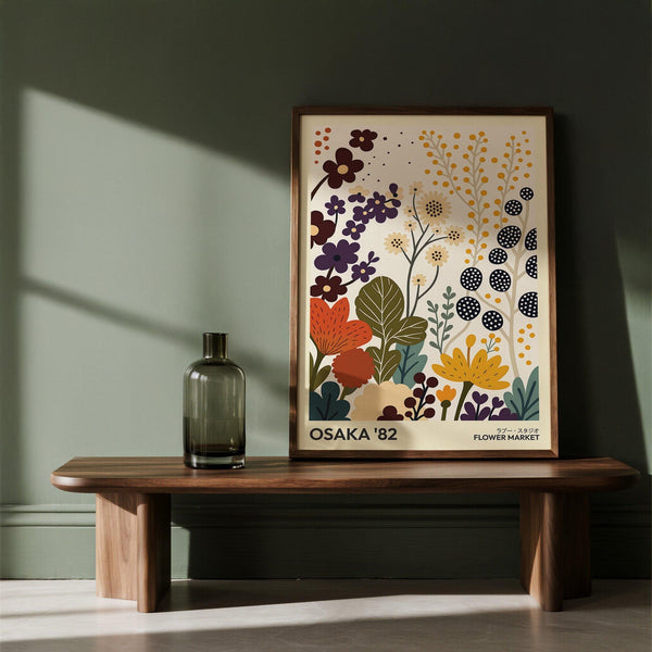 Modern botanical flower prints art featuring earthy foliage.