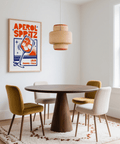 Retro-inspired Italian Cocktail Art Print, Blue and Orange for kitchen