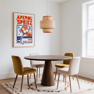 Retro-inspired Italian Cocktail Art Print, Blue and Orange for kitchen