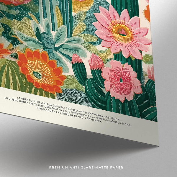 Mid-century inspired Vintage Mexican Poster with desert plants.