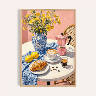 Floral Kitchen Decor print with Blue, Pink, and Multicolored accents for kitchen wall art