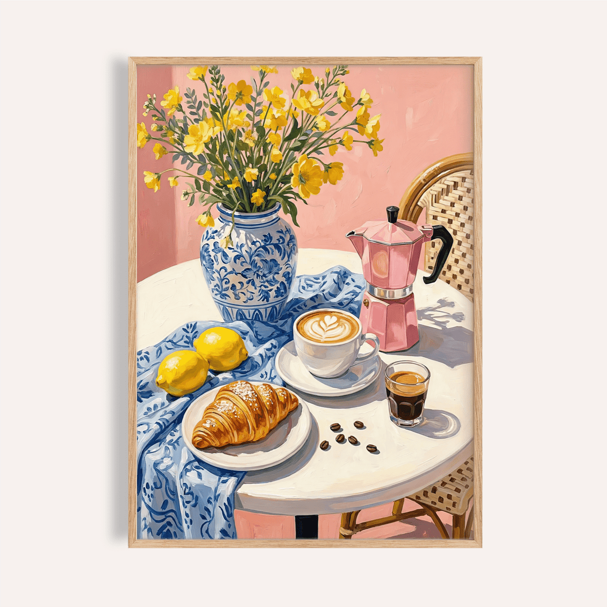 Floral Kitchen Decor print with Blue, Pink, and Multicolored accents for kitchen wall art