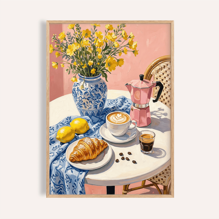 Floral Kitchen Decor print with Blue, Pink, and Multicolored accents for kitchen wall art