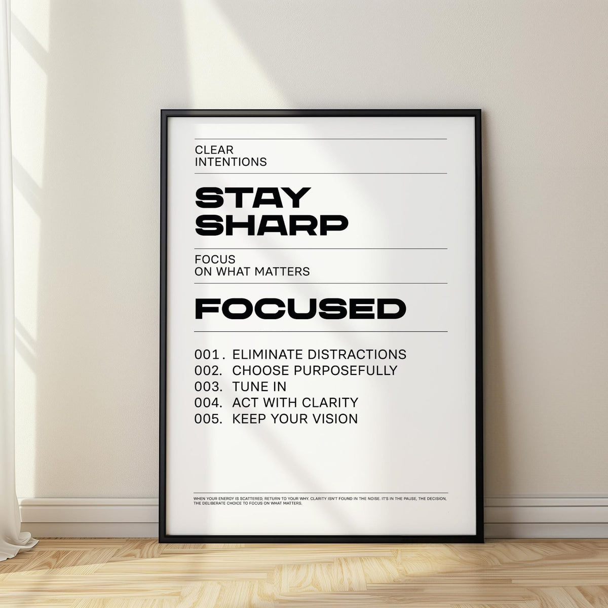 Office Posters Motivational print in bold black and white typography for focused workspaces.