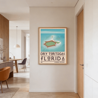 dry tortugas national park print featuring sailboats and curved shoreline