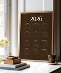 Stylish Brown Calendar Print art print with brown, orange, white for study