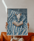 Dog Reading Print poster with Beige tones for study room wall
