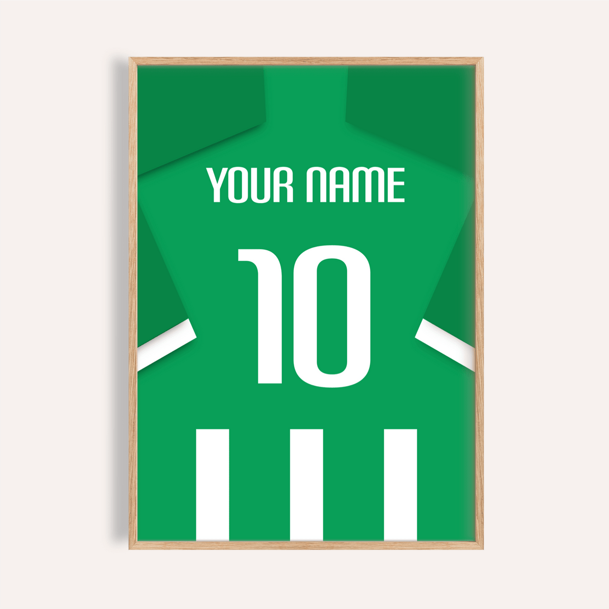 Football Shirt Poster in Green and White Stripes