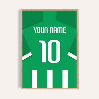 Football Shirt Poster in Green and White Stripes
