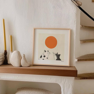 Peaceful orange cat art suitable for enhancing tranquil home offices