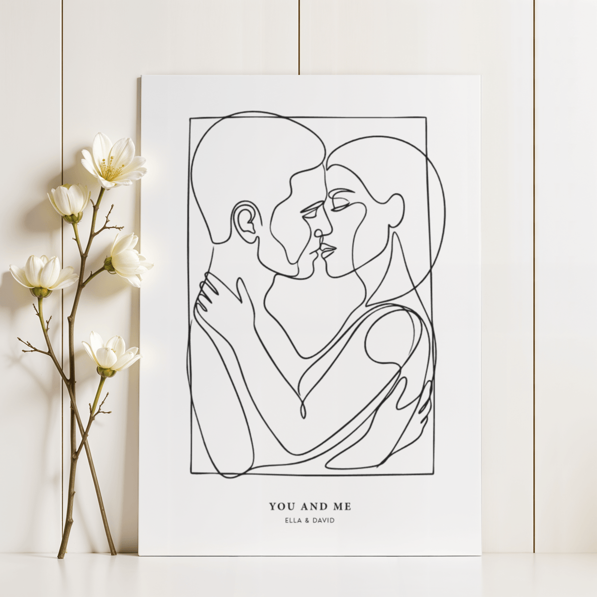 Abstract Figures Black and White line art print for hallway decoration