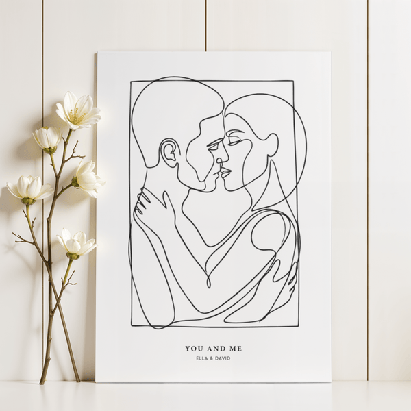 Abstract Figures Black and White line art print for hallway decoration