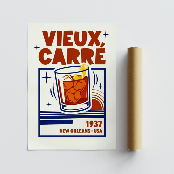 New Orleans Cocktail Print featuring blue tones for dining room art print