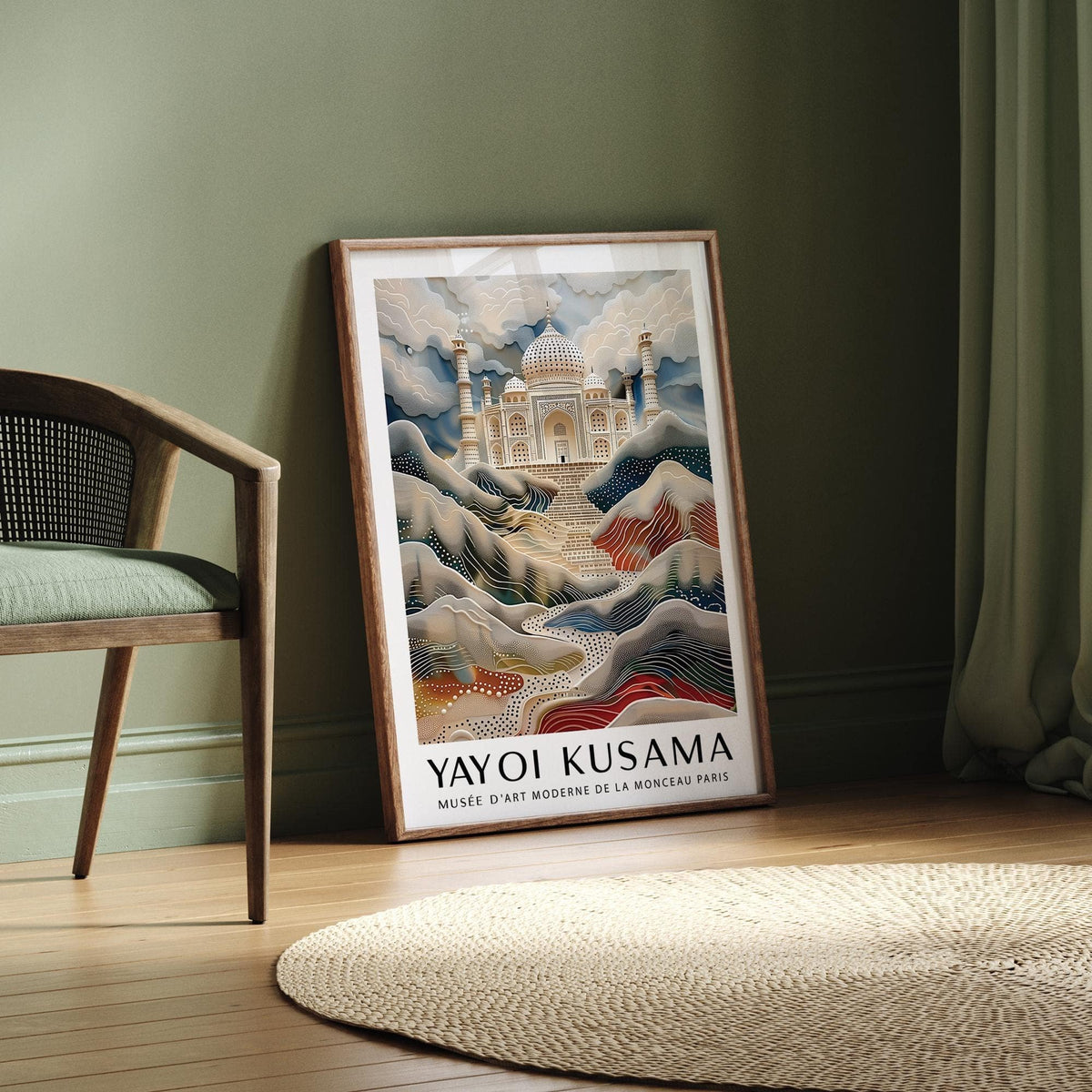 Cultural wall art travel poster blending tradition with modern abstraction