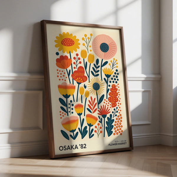 Modern Wall Art Flowers featuring poppies and stylized leaves