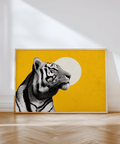 Landscape Tiger Wall Art with White and Beige background for office decor