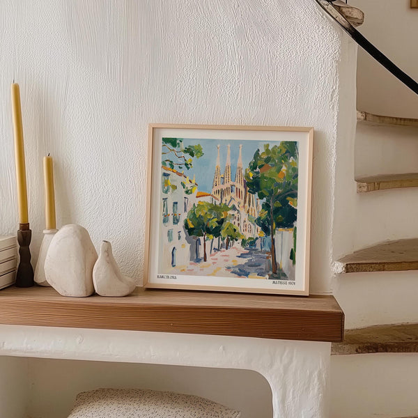 Travel Wall Art of European city architecture in soft Mediterranean light.