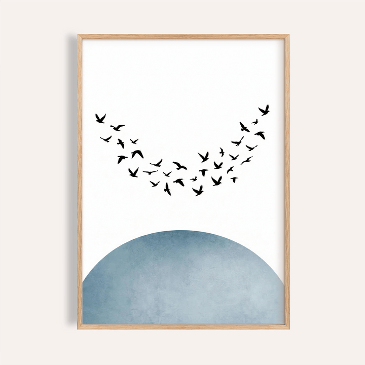 Minimal Wall Decor in Blue and White for living room wall art print