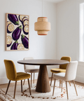Aubergines Art Print with deep purple for dining room wall art style