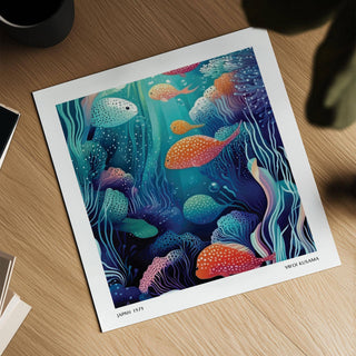 High-quality underwater artwork with marine-inspired patterns
