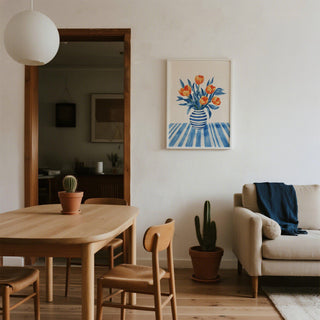 Tulip Wall Art print with modern floral design and warm-cool color contrast.