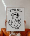 Humorous Funny Dog Poster featuring sunglasses for bedroom art print