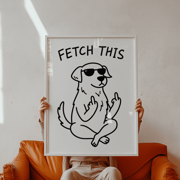 Humorous Funny Dog Poster featuring sunglasses for bedroom art print