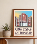 Detail crop of Madrid Landmark Poster with large Cine Doré Antón Martín typography and coordinate text