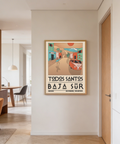 Baja Sur Art Print angled display highlighting Todos Santos text and warm palette