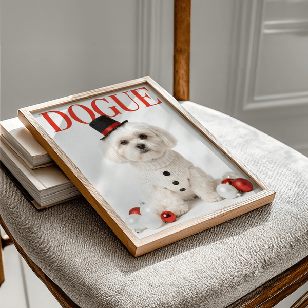 Cheerful Christmas Shih Tzu Poster in red and white for playroom decoration