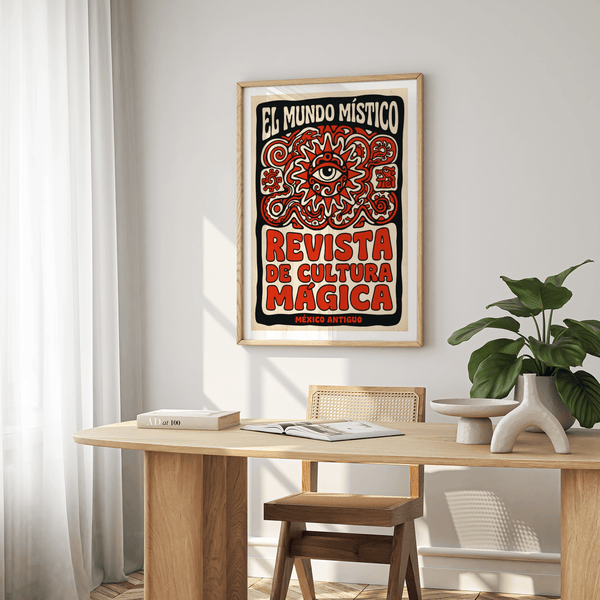 Antique Mexican Art Print wall art featuring El Mundo Místico headline