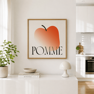 Graphic fruit poster featuring oversized apple and negative space