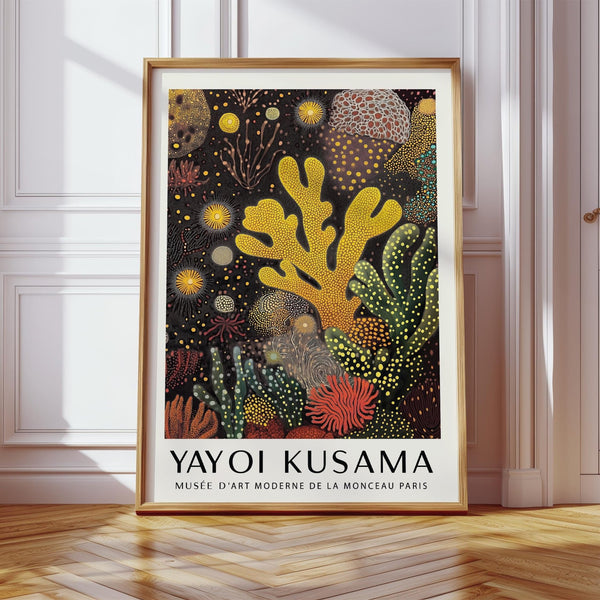 Coral reef painting inspired by Yayoi Kusama’s dot work style.