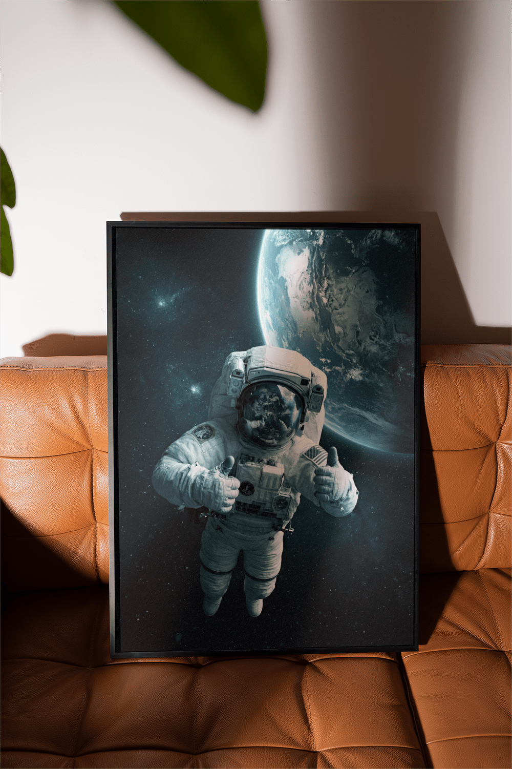 Astronaut Wall Art featuring cosmic Blue Black and White, perfect for bedroom